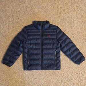 Polo by Ralph Lauren Navy Puffer Jacket with Red Accents